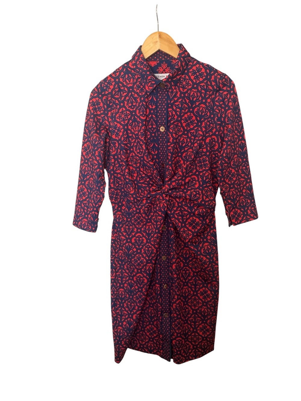 Gretchen Scott Designs Navy maxi Dress with Red Floral Motif